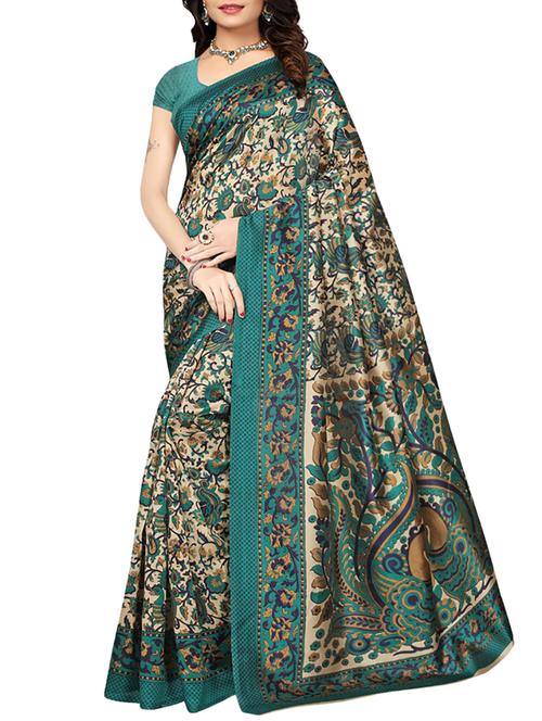 turquoise art silk mysore saree with blouse - 15094208 - Very Small Image - 1