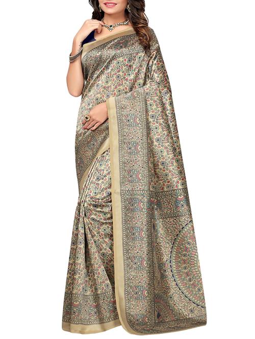 beige art silk mysore saree with blouse - 15094218 - Very Small Image - 1