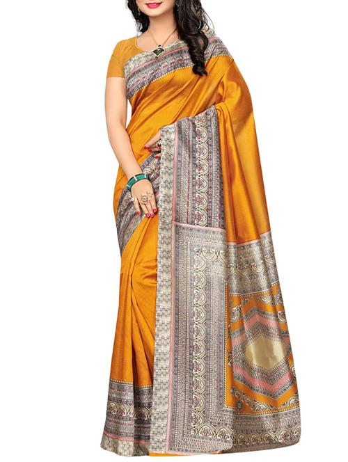 yellow art silk mysore saree with blouse - 15094229 - Very Small Image - 1