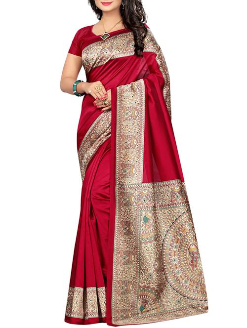 red art silk mysore saree with blouse - 15094237 - Very Small Image - 1