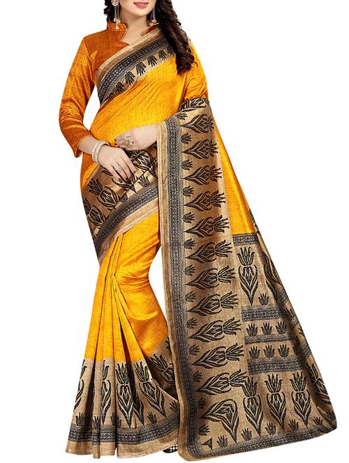 yellow art silk mysore saree with blouse - 15094243 - Very Small Image - 1