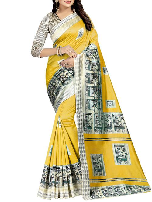 yellow art silk mysore saree with blouse - 15094247 - Very Small Image - 1