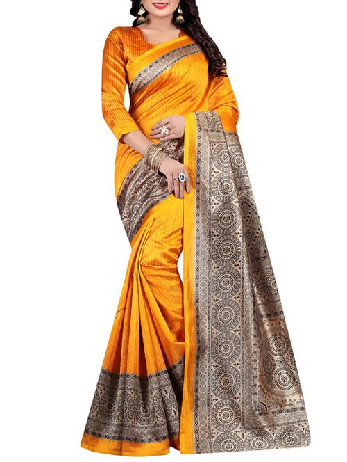 yellow art silk mysore saree with blouse - 15094258 - Very Small Image - 1
