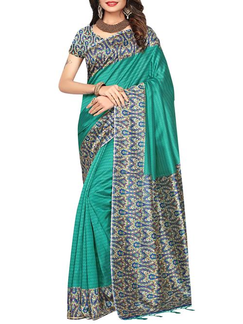 turquoise art silk mysore saree with blouse - 15094260 - Very Small Image - 1
