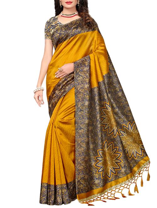 yellow art silk mysore saree with blouse - 15094273 - Very Small Image - 1