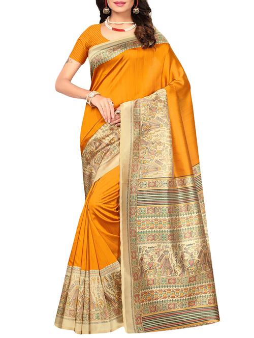yellow art silk mysore saree with blouse - 15094300 - Very Small Image - 1