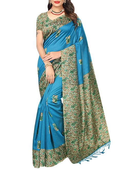 sky blue art silk mysore saree with blouse - 15094319 - Very Small Image - 1
