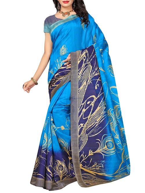 sky blue art silk mysore saree with blouse - 15094331 - Very Small Image - 1