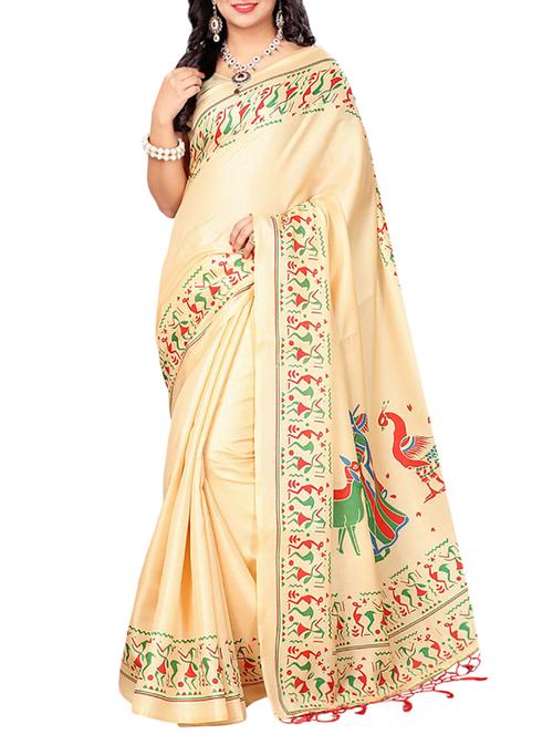 beige art silk mysore saree with blouse - 15094353 - Very Small Image - 1