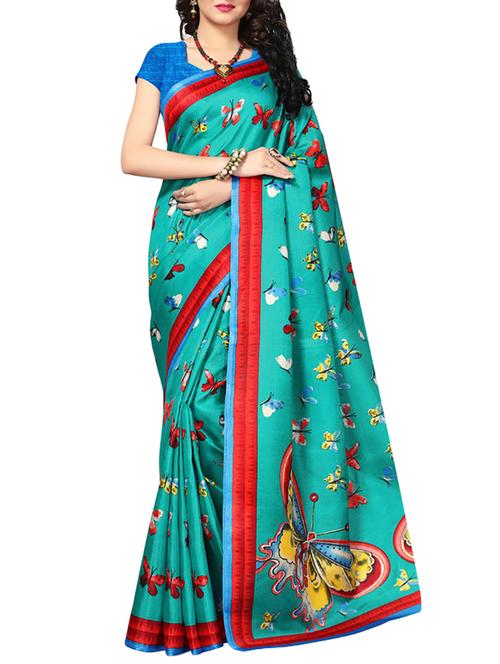 turquoise art silk mysore saree with blouse - 15094363 - Very Small Image - 1
