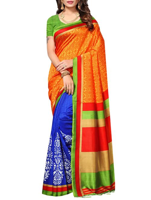 orange art silk mysore saree with blouse - 15094368 - Very Small Image - 1