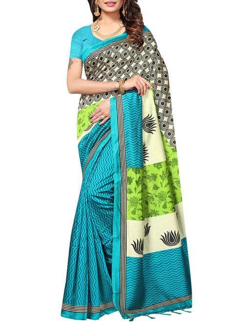 turquoise art silk mysore saree with blouse - 15094371 - Very Small Image - 1
