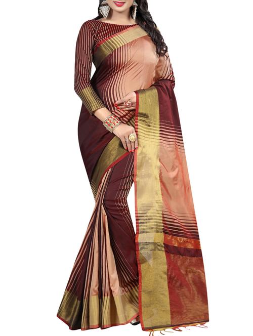 brown art silk mysore saree with blouse - 15094376 - Very Small Image - 1