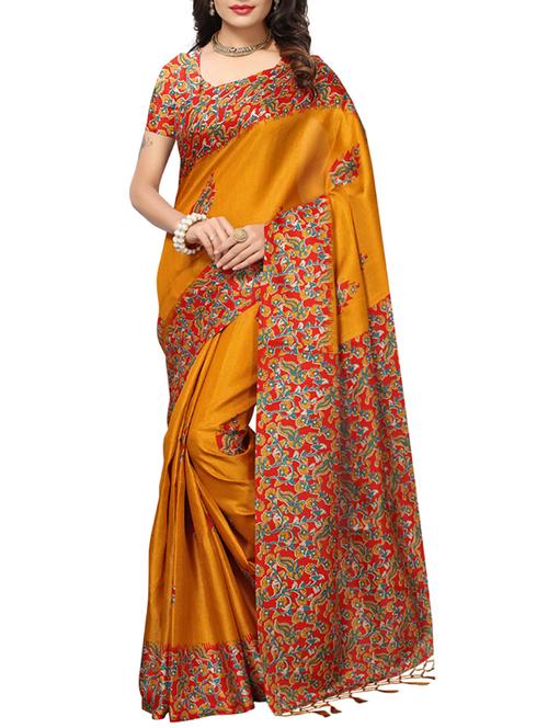 yellow art silk mysore saree with blouse - 15094385 - Very Small Image - 1