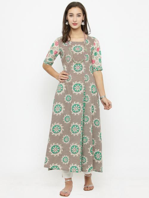 embellished printed kurta pant set - 15095756 - Very Small Image - 1