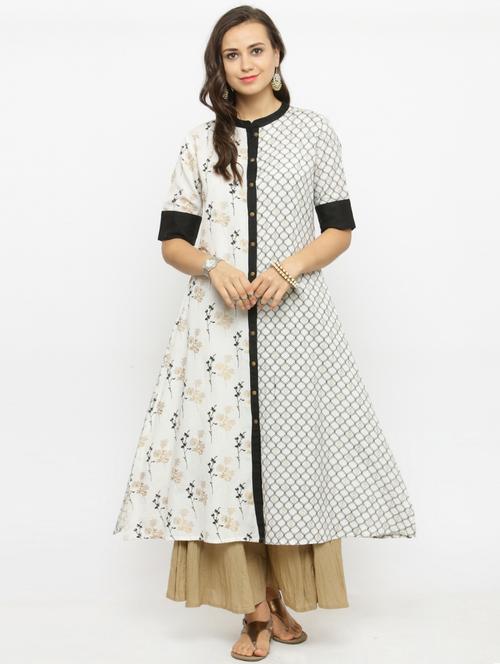 white cotton kurta plazzo set - 15095760 - Very Small Image - 1