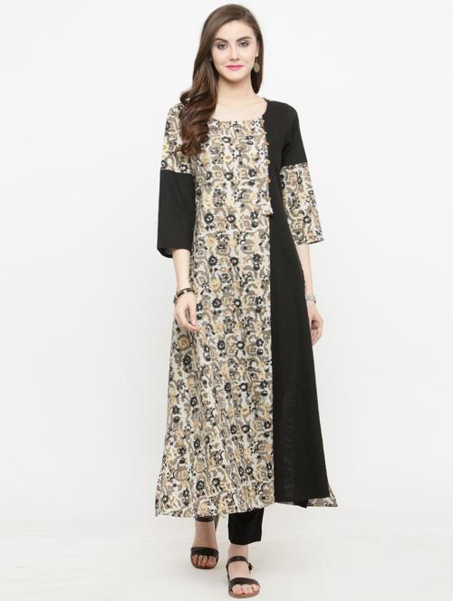 color block printed kurta with pant set - 15095768 - Very Small Image - 1