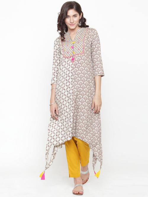 embroidered asymmetric kurta & pant set - 15095786 - Very Small Image - 1