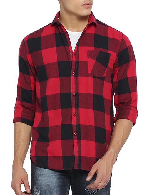 red cotton casual shirt - 15096087 - Very Small Image - 1