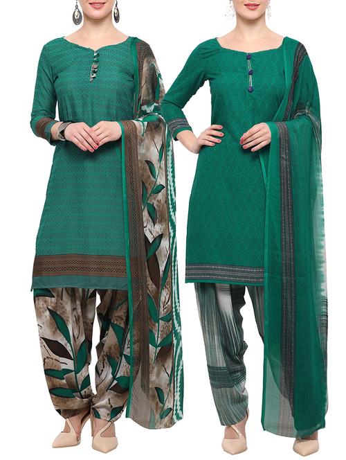 multicolor crepe unstitched patiyala suit combo - 15096298 - Very Small Image - 1