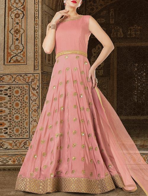 embroidered semi-stitched anarkali suit - 15097113 - Very Small Image - 1
