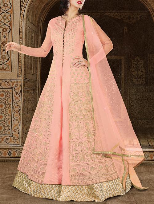 embroidered kalidaar front open suit set - 15097119 - Very Small Image - 1