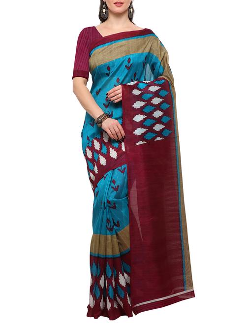 sky blue art silk bhagalpuri saree with blouse - 15097204 - Very Small Image - 1