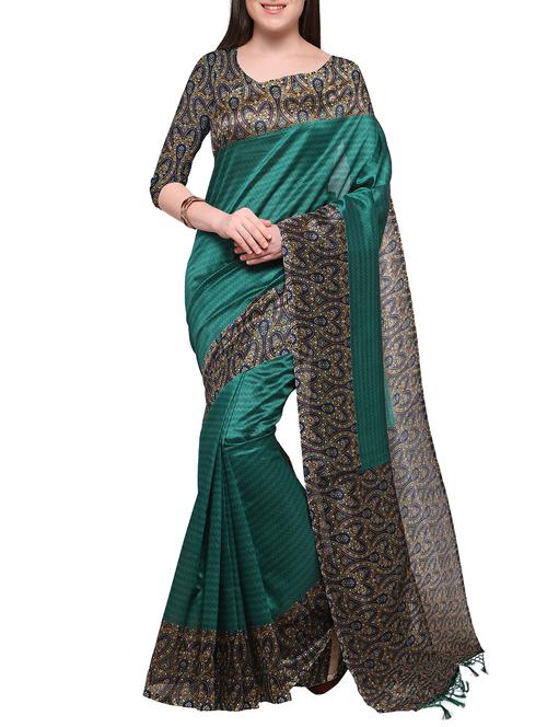 green mysore silk saree with blouse - 15097528 - Very Small Image - 1