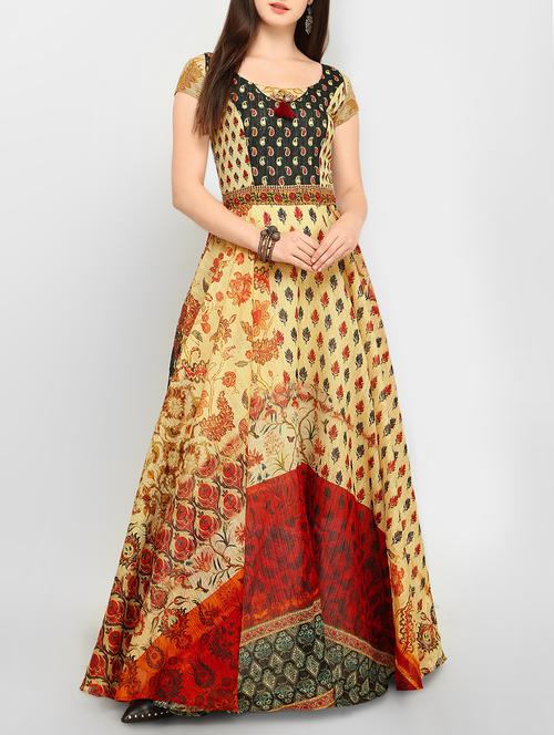 kalamkari print flared gown - 15097814 - Very Small Image - 1