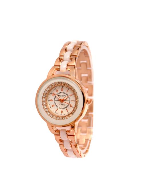 round analog dial watch with metal strap - 15098309 - Very Small Image - 1