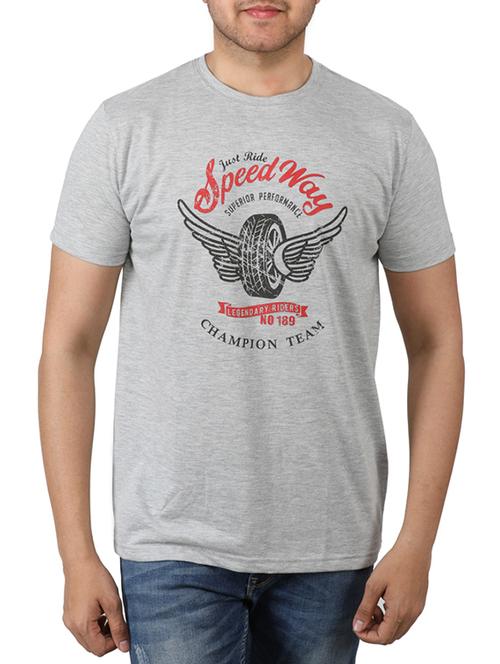 grey cotton chest print tshirt - 15098508 - Very Small Image - 1