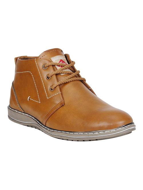 tan leatherette low ankle boot - 15101123 - Very Small Image - 1