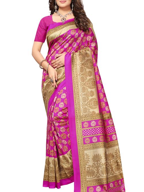 floral printed saree with blouse - 15101307 - Very Small Image - 1