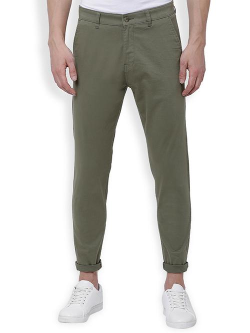 green cotton blend chinos - 15101387 - Very Small Image - 1