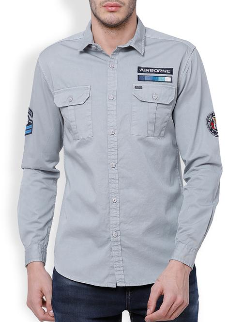 grey cotton casual shirt - 15101461 - Very Small Image - 1