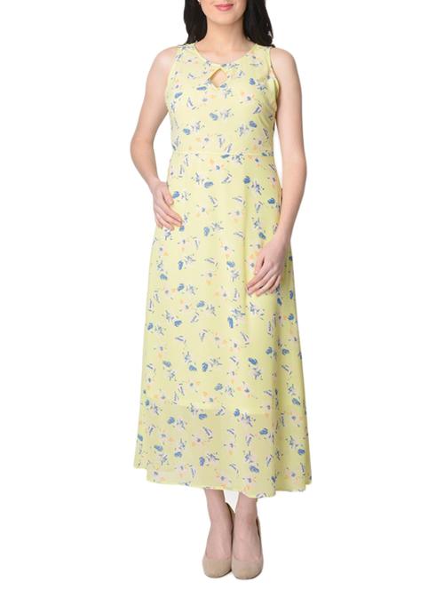 yellow georgette maxi dress - 15101697 - Very Small Image - 1