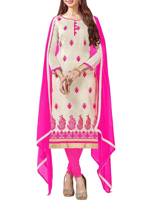 embroidered unstitched churidaar suit - 15101786 - Very Small Image - 1