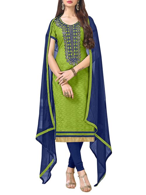 embroidered unstitched churidaar suit - 15101793 - Very Small Image - 1