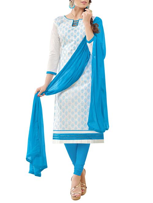embroidered unstitched churidaar suit - 15101801 - Very Small Image - 1
