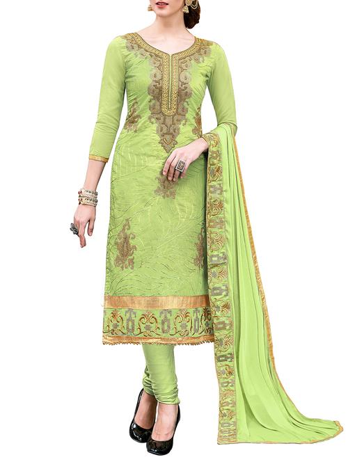 embroidered unstitched churidaar suit - 15101807 - Very Small Image - 1