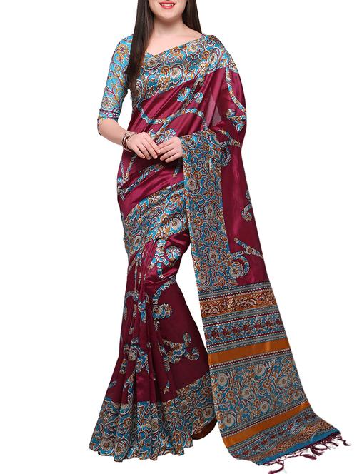 magenta silk blend mysore saree with blouse - 15102024 - Very Small Image - 1