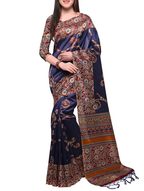 blue silk blend mysore saree with blouse - 15102025 - Very Small Image - 1