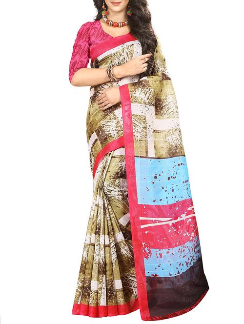 beige cotton silk bhagalpuri saree with blouse - 15102124 - Very Small Image - 1