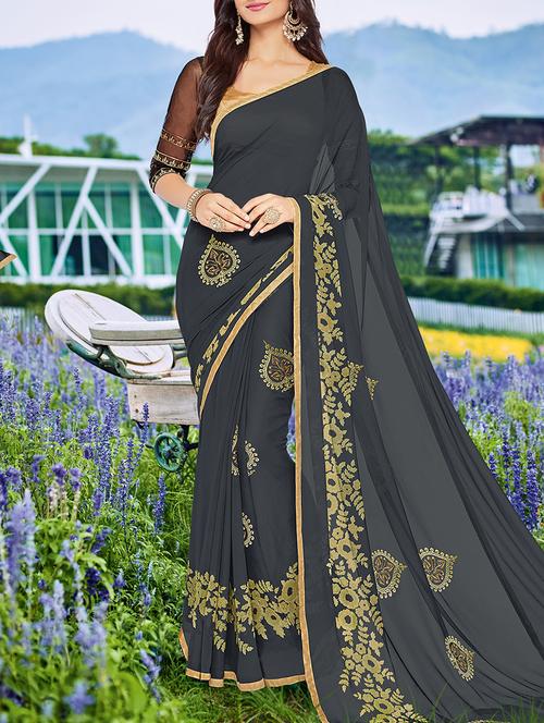 floral embroidered saree - 15102824 - Very Small Image - 1