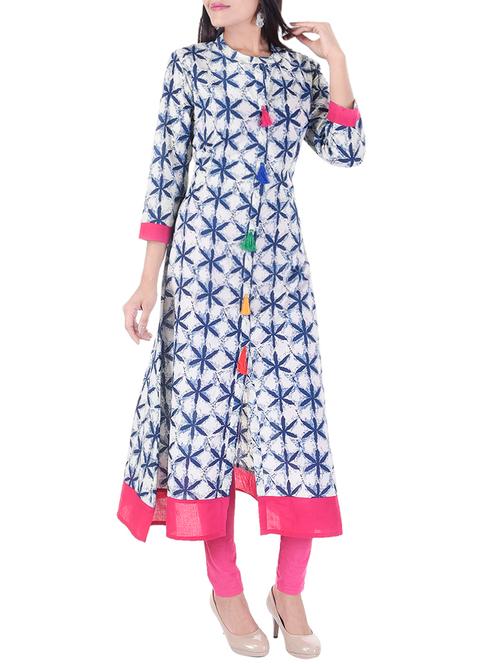 white viscose aline kurta - 15103016 - Very Small Image - 1