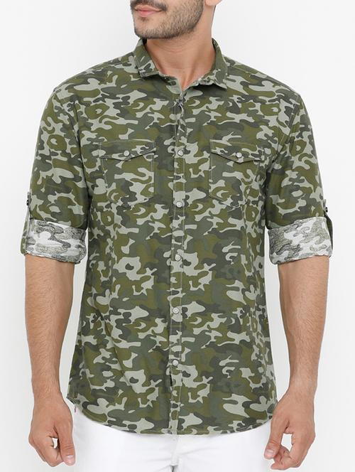 green cotton casual shirt - 15103547 - Very Small Image - 1