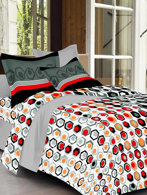 cotton double bedsheet with 2 contrast pillow covers - 15104115 - Very Small Image - 1