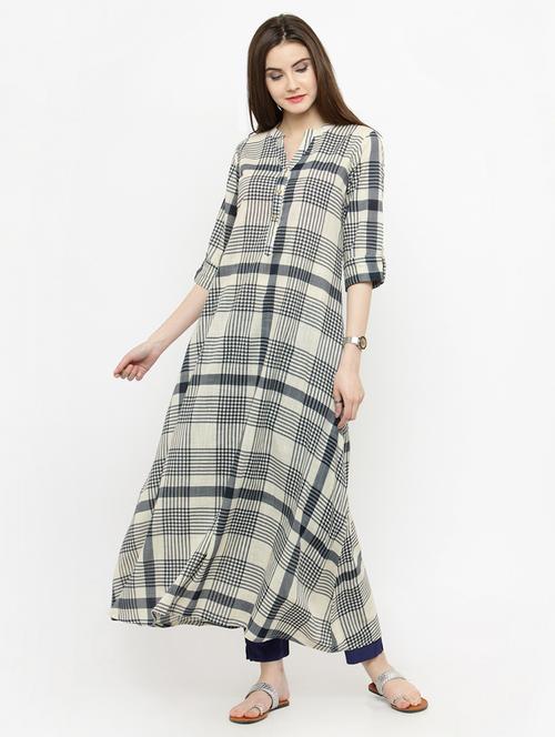 checkered kurta & pant set - 15104138 - Very Small Image - 1