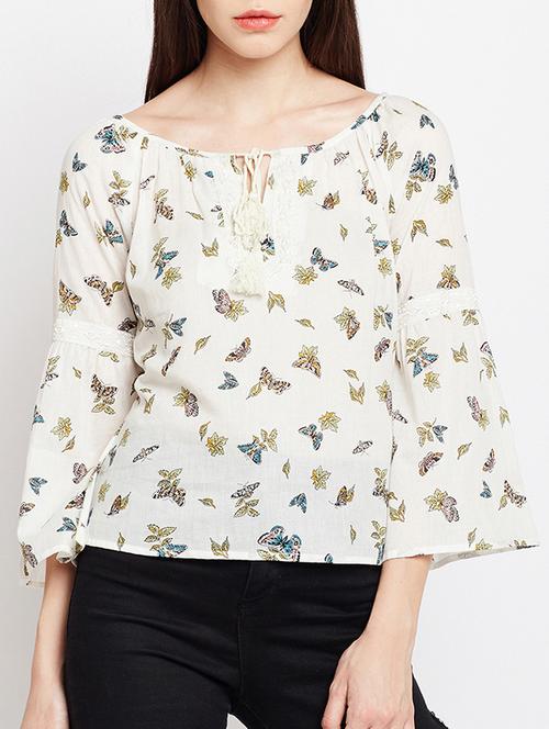 tassel tie bell sleeved top - 15104180 - Very Small Image - 1
