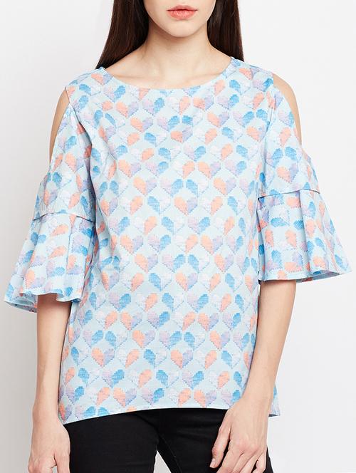 cold shoulder flared sleeved top - 15104183 - Very Small Image - 1